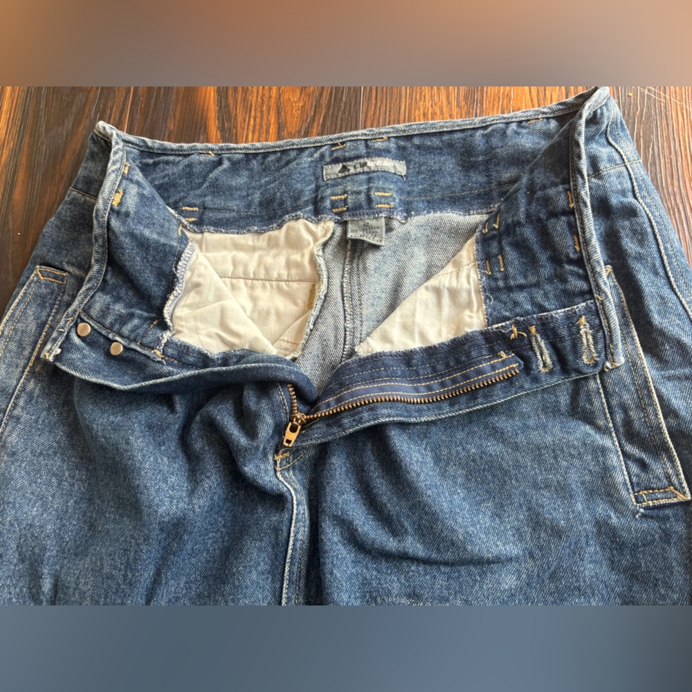 Vintage 90s Lizwear Denim Skirt Womens 12 Midi Medium Wash Blue Modest